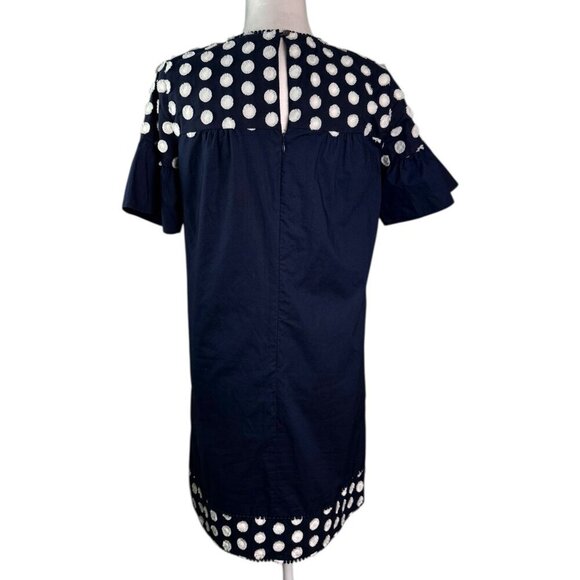 J. Crew Navy White Polka Dot Fringe Bell Sleeve Tunic Shift Dress Women's Size 2 - Picture 10 of 10
